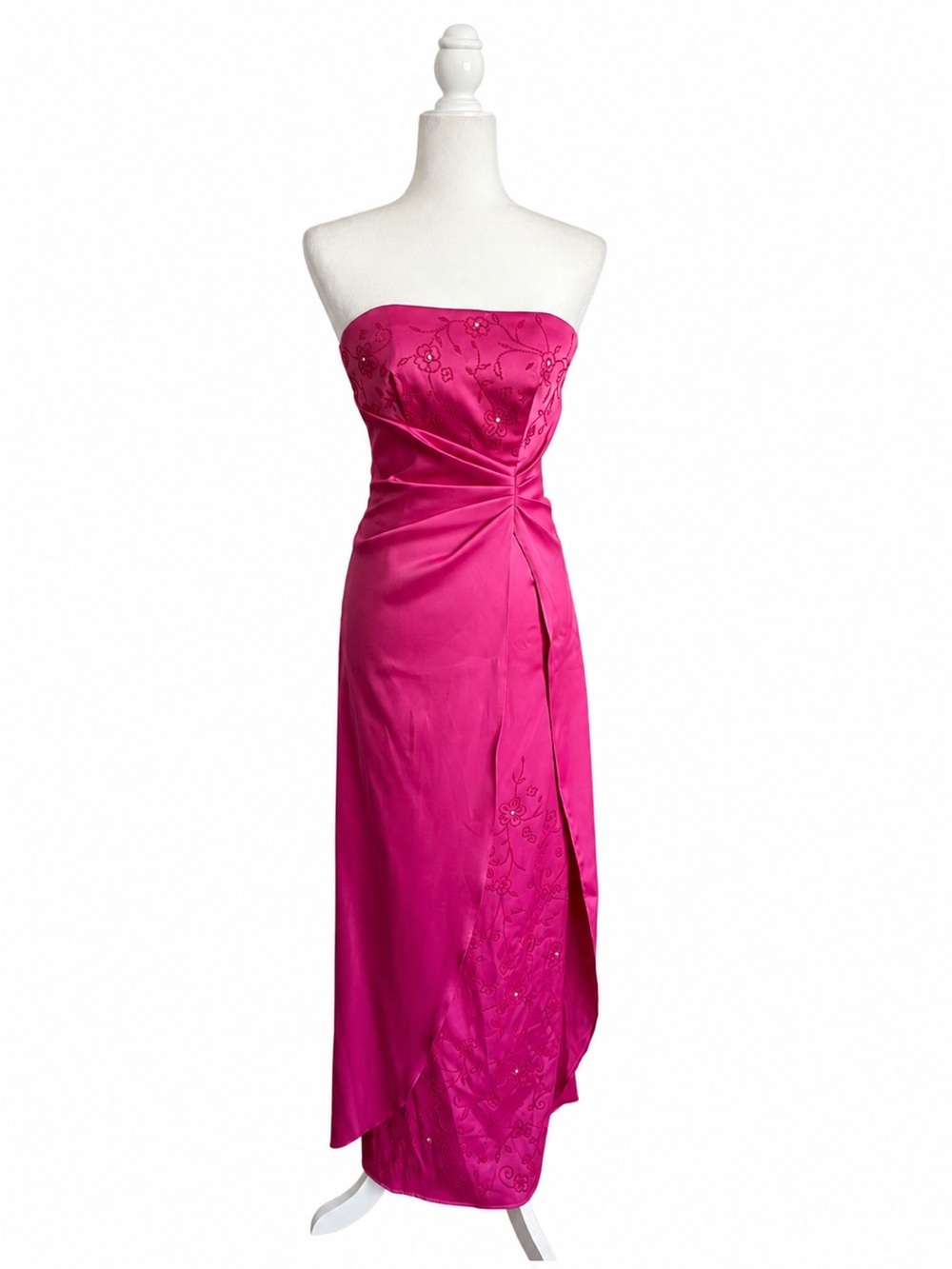 Rampage Strapless Hot Pink Embroidered Evening Gown